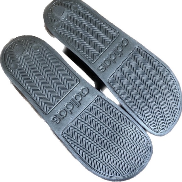 NIB Adidas Black and White Striped Slides